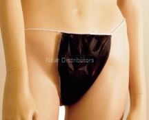 DISPOSABLE THONG BIKINI BLACK BLACK, 6pk